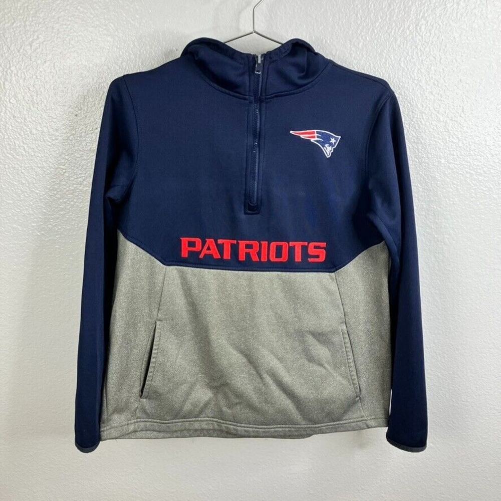 New England Patriots Jacket NFL Football Team Youth L Hooded Pocket Sport Logo
